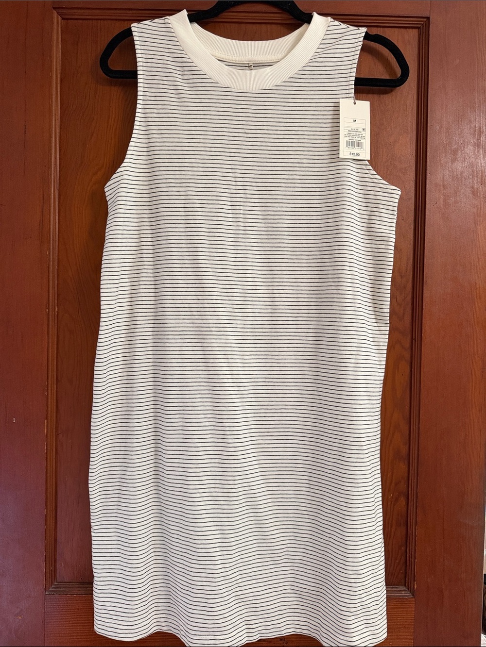 a. New day Sleeveless Striped Knit Mini Dress - White & Black Size Medium
